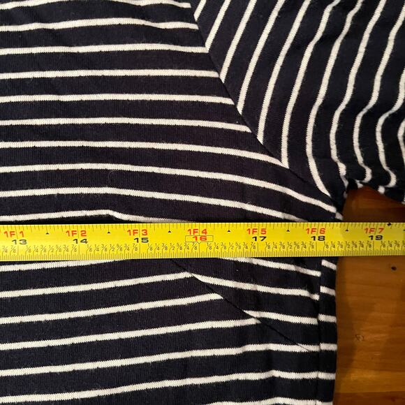 STS Sail to Sable Women's White Navy Striped T-Shirt Dress Patch Pockets Small - Picture 5 of 6